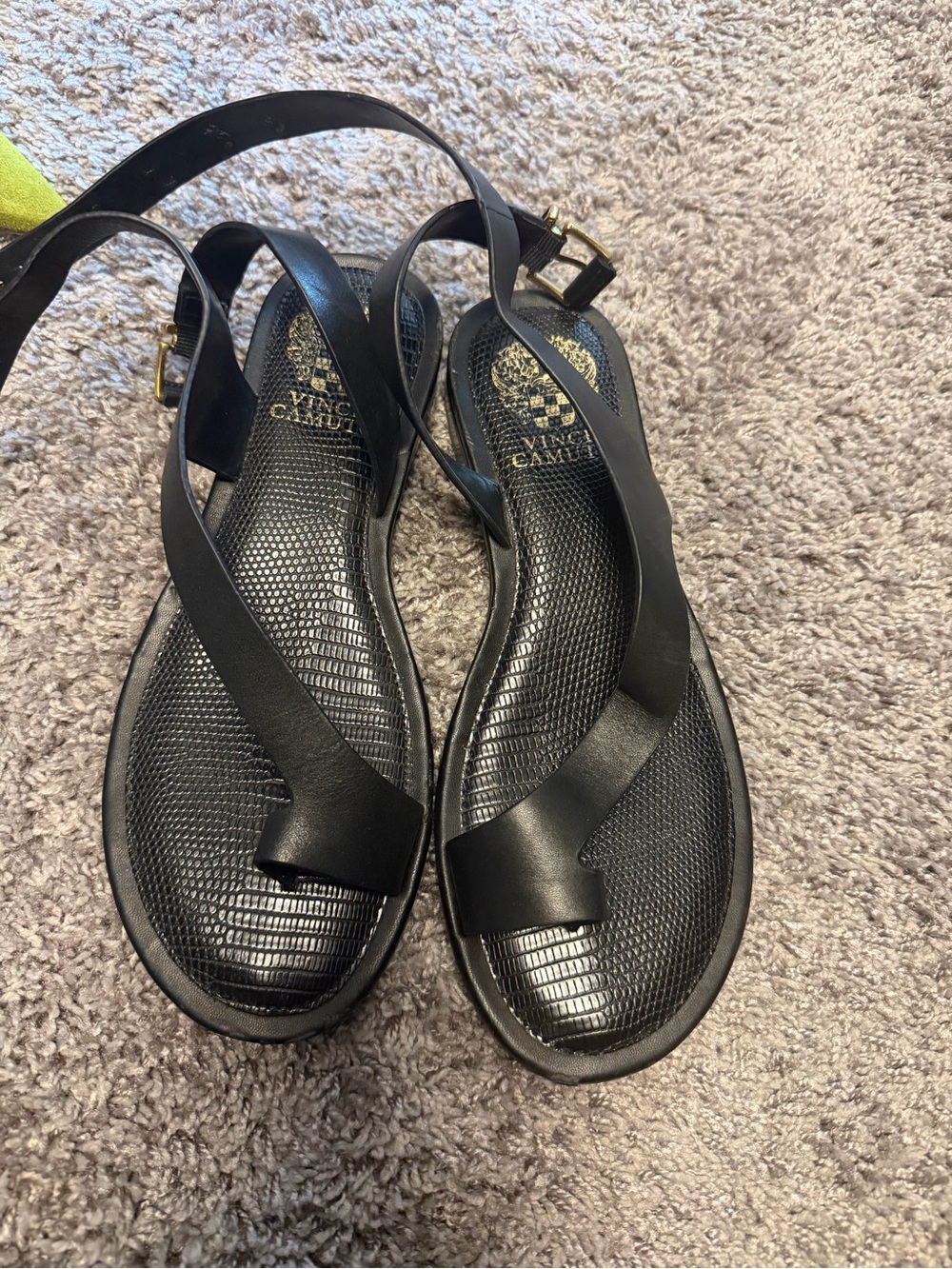 Vince Camuto Black Leather Crisscross Slingback Sandals